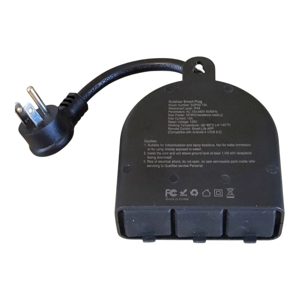 Tonbux Outdoor Wifi Smart Plug, 3 Sockets Model SOP03-15A 125V